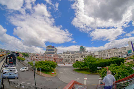 Dunedin, New Zealand â December 18th, 2017: Street view in the city of Dunedin in New Zealand.のeditorial素材