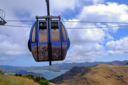 Beautiful scenery from Christchurch Gondola Station at the top of Port Hills, Christchurch, Canterbury, New Zealand.の写真素材