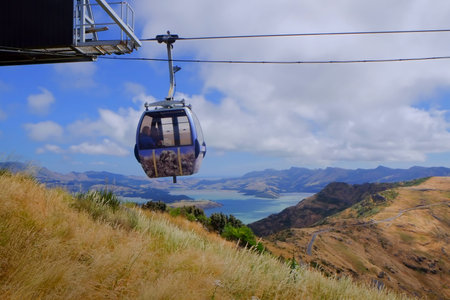 Beautiful scenery from Christchurch Gondola Station at the top of Port Hills, Christchurch, Canterbury, New Zealand.のeditorial素材