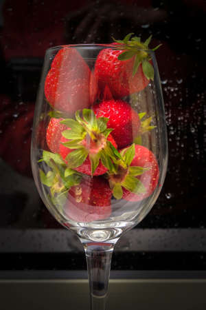Fresh strawberry in a glassの写真素材