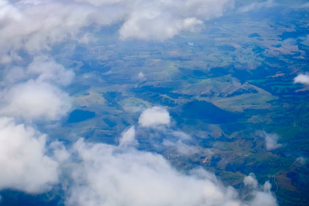 White clouds, view from above air plane window