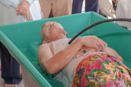 Muadzam Shah, Malaysia - March 11th, 2018: Instructors make the demonstration of the steps of bathing the corpses to prepare it for burial, in accordance with Islamic custom in the corpses management courseのeditorial素材