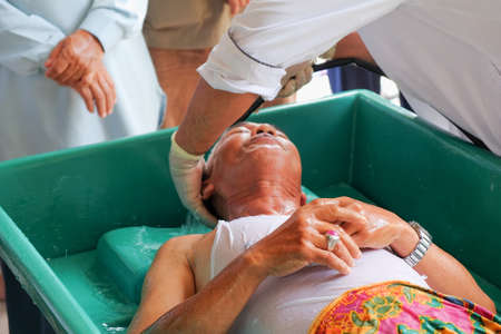 Muadzam Shah, Malaysia - March 11th, 2018: Instructors make the demonstration of the steps of bathing the corpses to prepare it for burial, in accordance with Islamic custom in the corpses management courseのeditorial素材