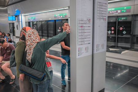 KUALA LUMPUR, MALAYSIA - December 31st ,  2017: Passengers are waiting for MRT Mass Rapid Transit...