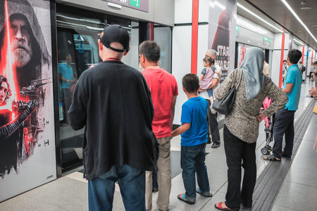 KUALA LUMPUR, MALAYSIA - December 31st ,  2017: Passengers are waiting for MRT Mass Rapid Transit...