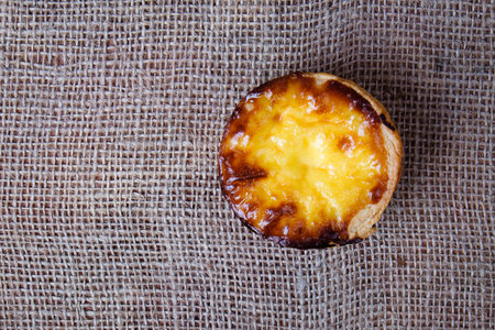 Top view of Portuguese Custard Tarts, called "Pastel de Nata or de Belem"の写真素材