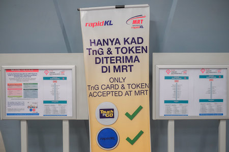 KUALA LUMPUR, MALAYSIA - December 31st ,  2017:  Passenger buying ticket from vending machines...