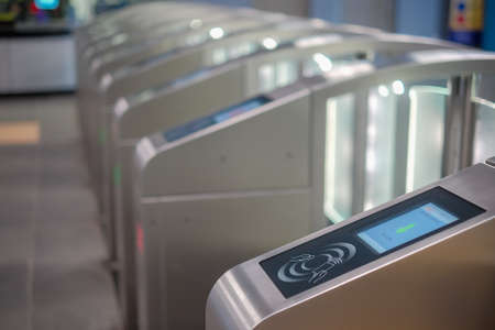 KUALA LUMPUR, MALAYSIA - December 31st ,  2017: Commuters entrance and exit gate at Malaysia MRT (Mass Rapid Transit) station.  MRT is Mass Rapid Transit Corporation Sdn Bhd, in Kuala Lumpur, Malaysia.のeditorial素材