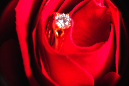 Close up, wedding ring  as wedding gift during Malay wedding ceremony.の写真素材