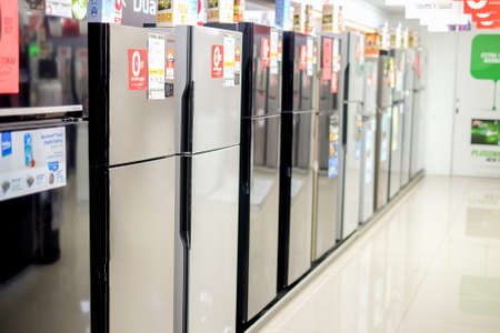 Segamat, Malaysia - June 22th, 2018 : Refrigerator for sale  at electronic department in hypermarket.のeditorial素材