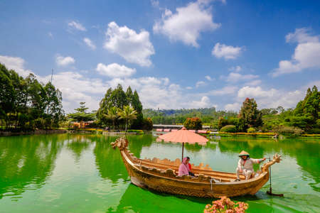 Lembang, Bandung, Indonesia - November 30th, 2019 : Beautiful scenery  in floating market at  Lembang, Bandung, Indonesiaのeditorial素材