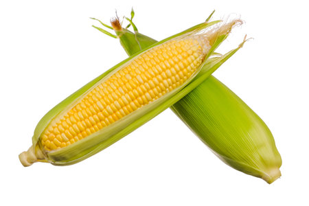 Fresh corn isolated on white background.