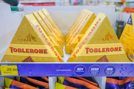 Senawang, Malaysia - March 8th,2020 : Toblerone Chocolate Bar, Toblerone originated in Switzerland around 1908 and created by Theodor Tobler.のeditorial素材