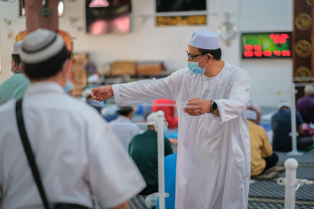 Muadzam Shah, Malaysia - July 3rd, 2020 : Muslims performed the Friday Prayer at Muadzam Shah Mosque...