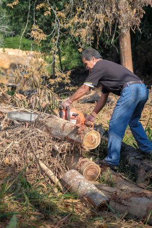 Muadzam Shah, Malaysia - October 18th,2020:   Residents helping each other in a teamwork spirit in...