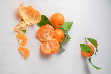 Tangerine or mandarin fruit isolated on white backgroundの写真素材