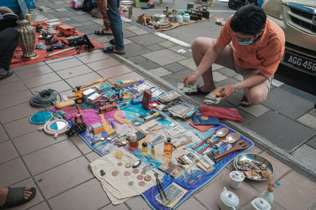 Ipoh, Malaysia - January 17th, 2021 : People shopping and walk around at Pasar Karat Loken or Memory...
