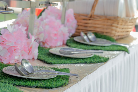 Table setting at a wedding reception. Selective Focus