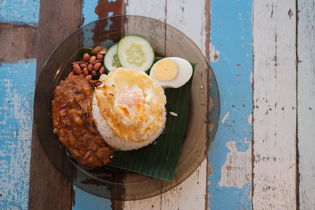 NASI LEMAK TELUR MATA is one of Malaysian favourite foodの写真素材