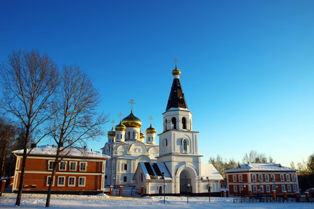 View of Church of St Athanasius and Theodosius of Cherepovets, winter