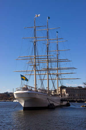 Sailboat near the pier in Stockholmのeditorial素材