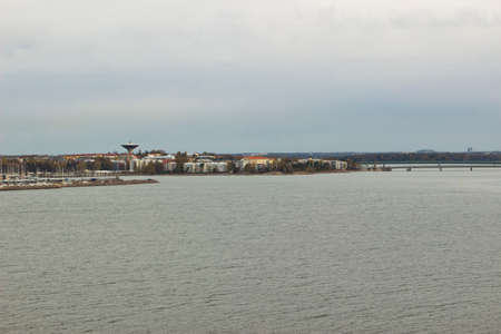 Helsinki coastline landscape with cloudy skyの写真素材