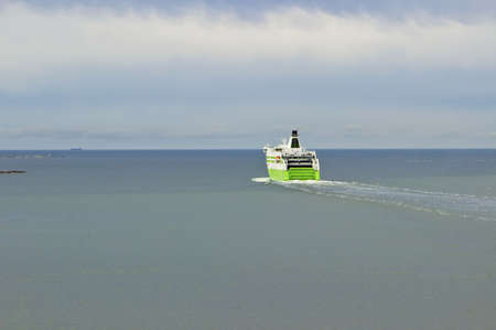 Cruise ship goes at the morning from Helsinki into Baltic seaのeditorial素材