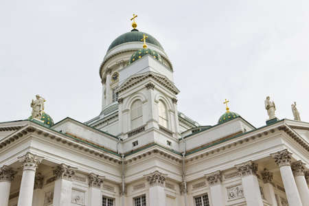 Helsinki Cathedral against cloudy sky, Finlandの写真素材