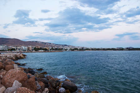 Athens sunset over coastline, Greeceの写真素材