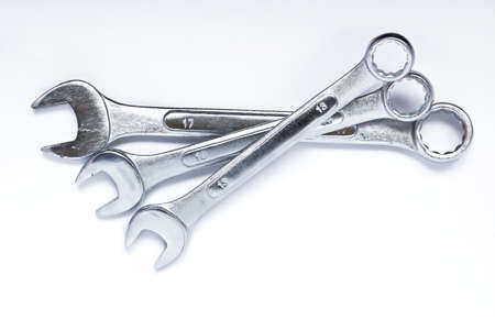 Wrench tools isolated on white backgroundの写真素材