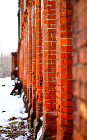 Red brick wallの写真素材