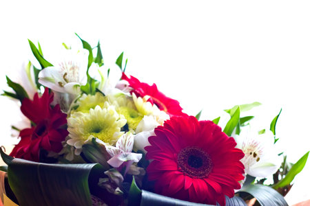 Floral celebrating bouquet of different flowers. Image with haze effectの写真素材