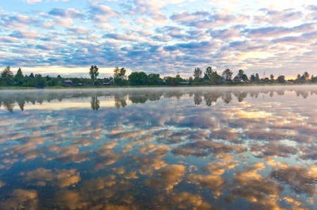 Tranquility rural landscape at sunriseの写真素材