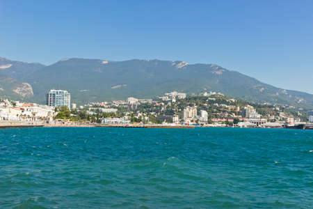 Panorama of Yalta with a general view on the central promenade and sea portのeditorial素材