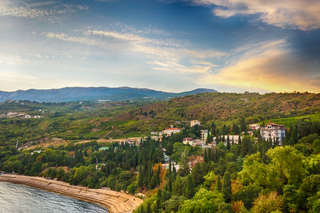 Beautiful sunset landscape on sea coast. HDR imageの写真素材