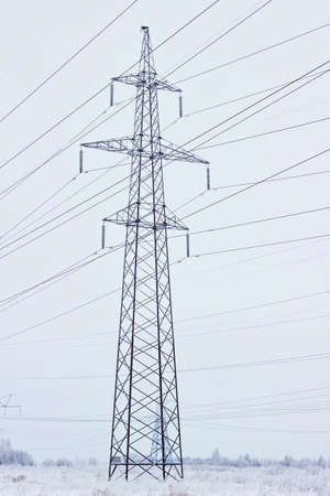 Electricity tower in winterの写真素材