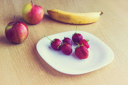 Fresh fruits and strawberriesの写真素材