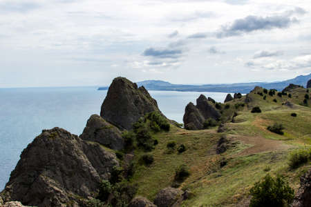 South Crimea coastline landscape. Karadag volcanoの写真素材