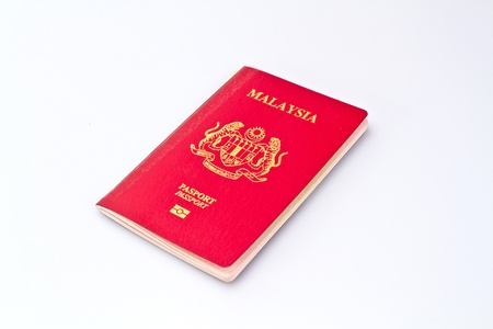 Malaysian passport book on white backgroundの写真素材