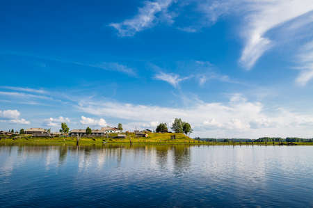 Beautiful landscape with an old village.の写真素材