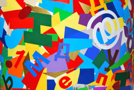 collage made of multi-colored bright letters, the Internet, a backgroundの写真素材