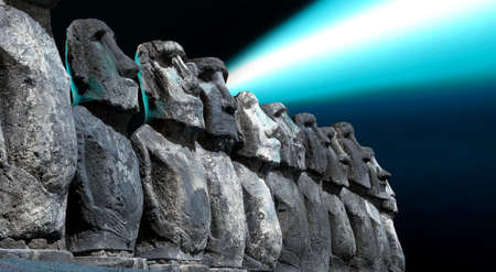Stone idols watching films   It is impossible to come off  の写真素材