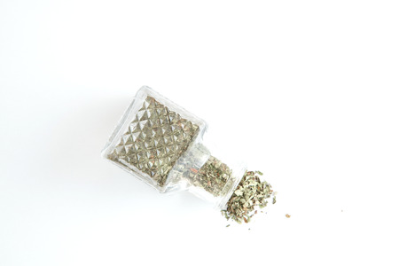 jars of spices on a white isolated backgroundの写真素材