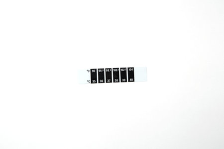 sticker-thermometer in Celsius and Fahrenheit on a white isolated background