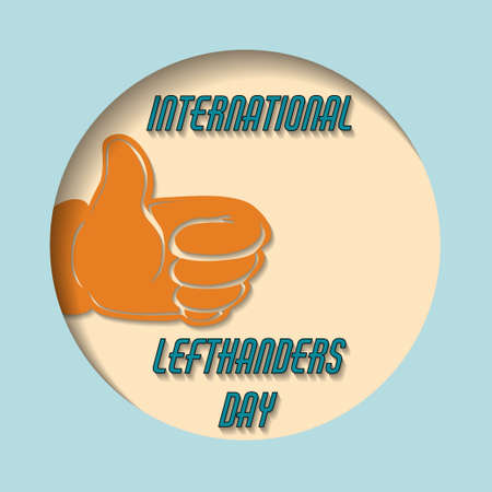 vector illustration in the style of a cut-out postcard with a memorable date international lefthander day with handsのイラスト素材