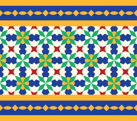 Morocco Seamless Border. Traditional Islamic Design. Mosque decoration element.のイラスト素材