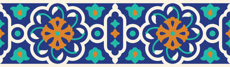 Arabic Floral Seamless Border. Traditional Islamic Design. Mosque decoration element.のイラスト素材