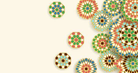 Template for Business card, invitation. Vector illustration. Morocco, Arabic, Indian, Turkish, Ottoman motifs.のイラスト素材