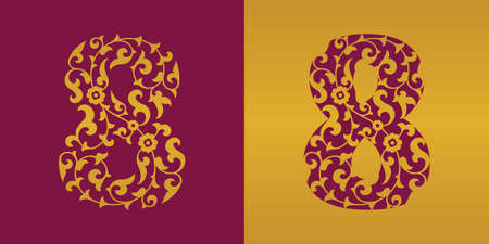 Number eight floral based on traditional arabic patternのイラスト素材