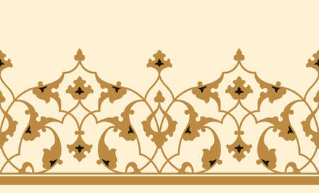 Arabic Floral Seamless Border. Traditional Islamic Design. Mosque decoration element.のイラスト素材